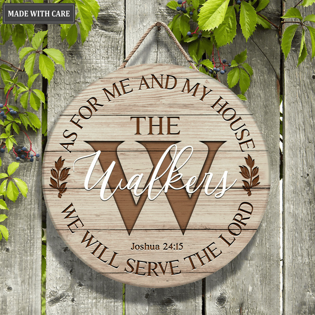 Personalized Family Name Sign Serve The Lord Circle Sign