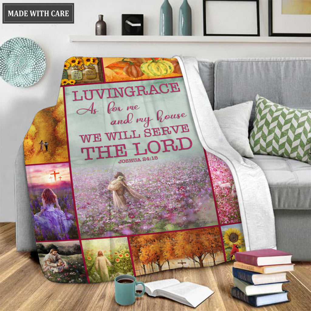 Flower Christian God As For Me And My House Personalized Blanket