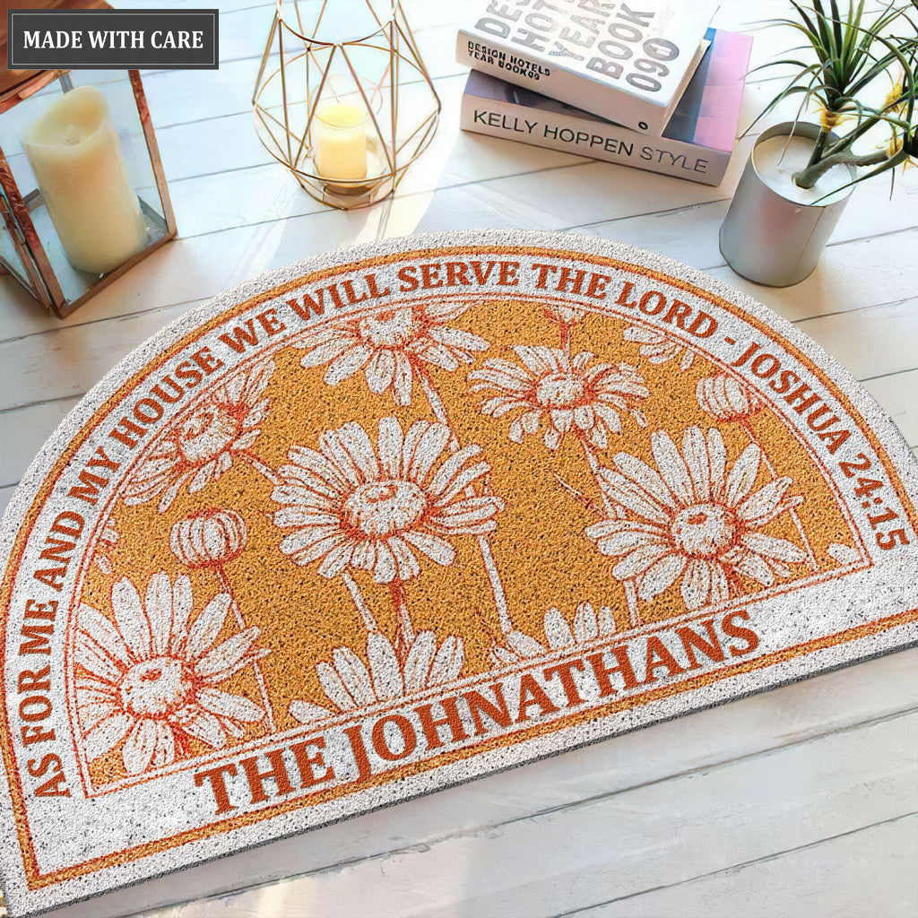 Floral Flowers Serve The Lord Personalized Shaped Doormat