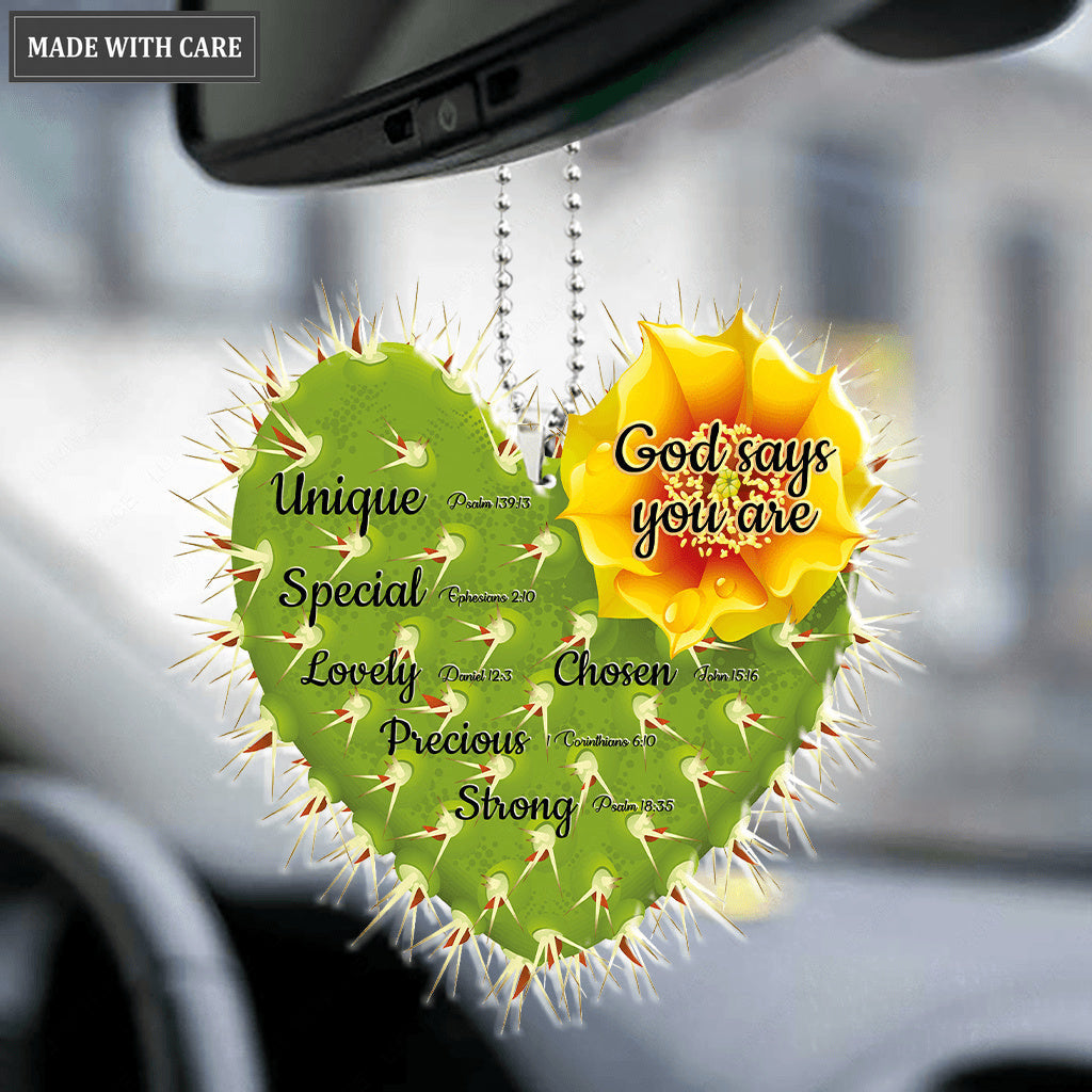 Cactus Flower Heart Shape God Says You Are Ornament