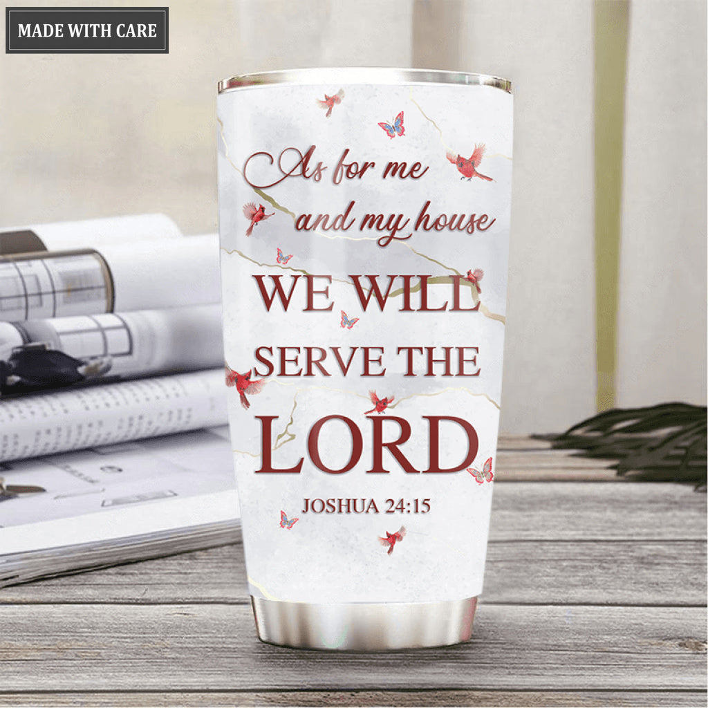 Flower Cross Cardinal As For Me And My House Personalized Tumbler