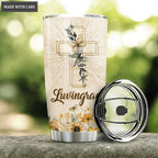 Sunflower Cross Butterfly As For Me And My House Personalized Tumbler