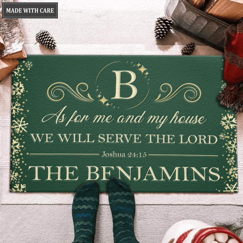 Green Snow As For Me And My House Personalized Doormat