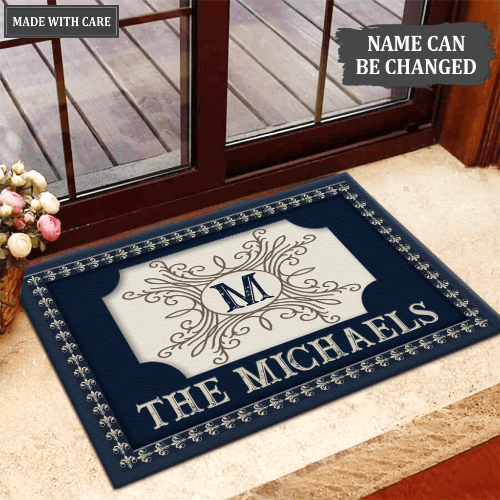 Printfamily 05 Vintage Monogram Collection Family Name Personalized Doormat