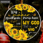 Sunflower Butterfly Way Maker My God That Is Who You Are Transparent Ornament