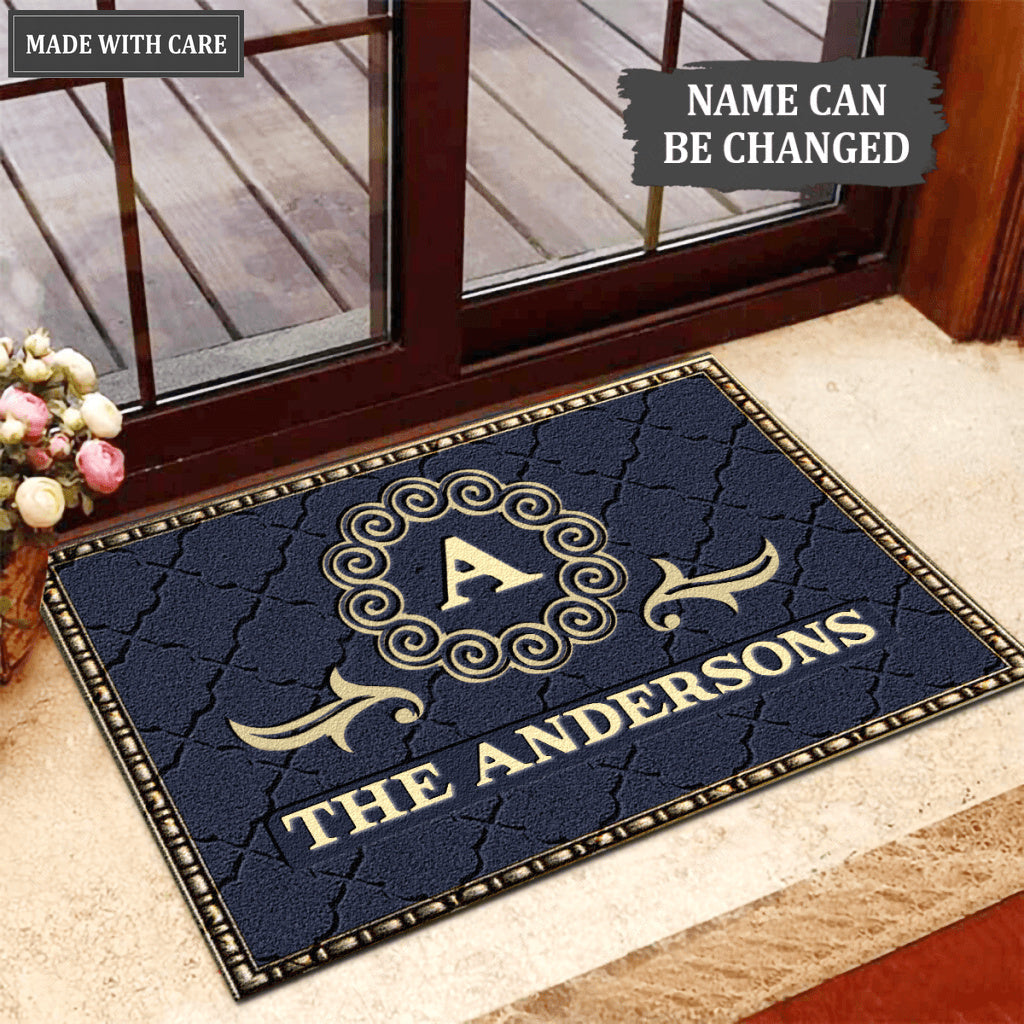 Printfamily L02 Luxury Monogram Collection Family Name Personalized Doormat