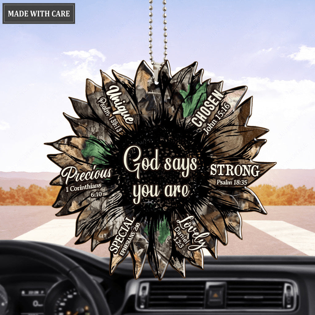 Camo Sunflower God Says You Are Ornament