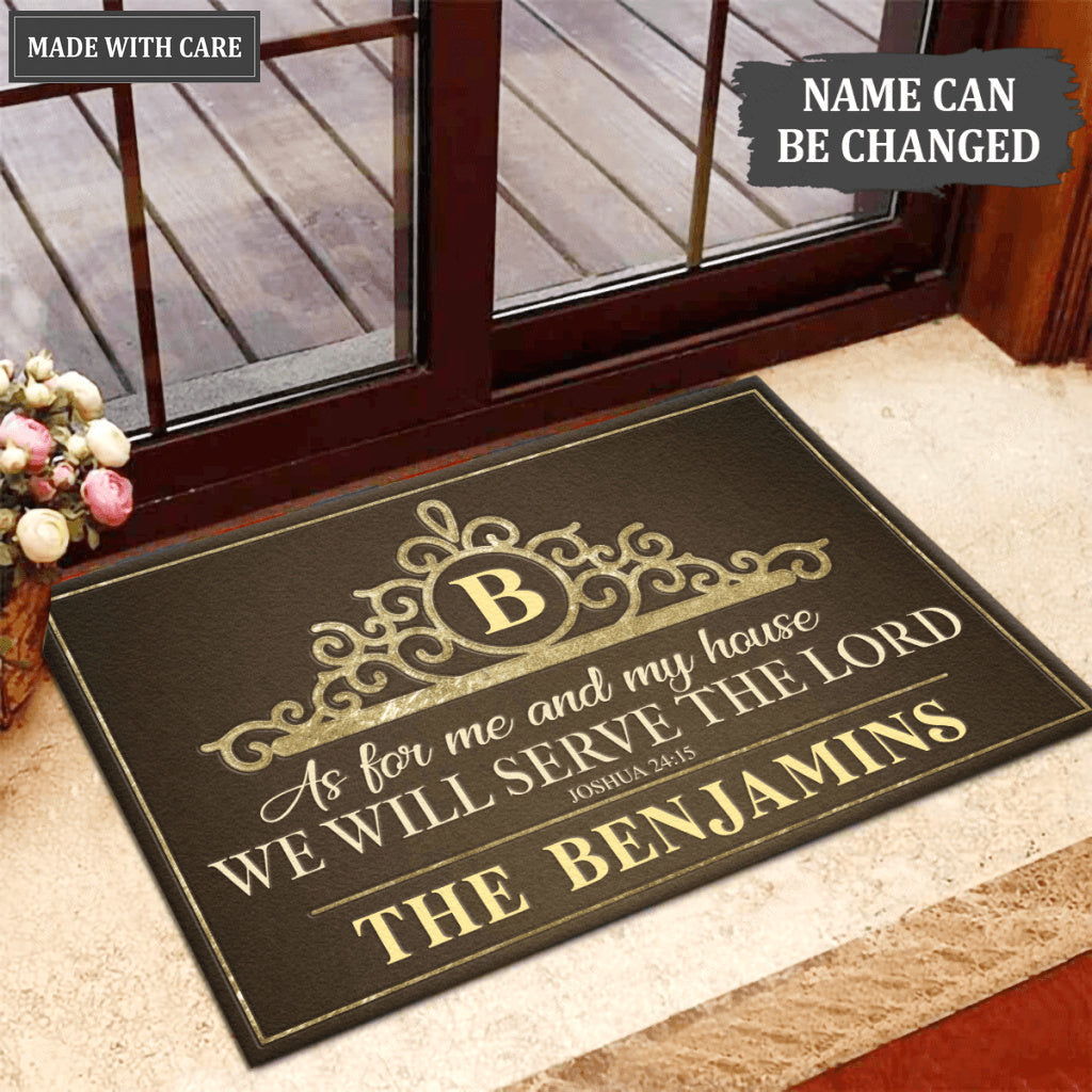 Printfamily L08 Vintage Monogram Collection As For My House Personalized Doormat