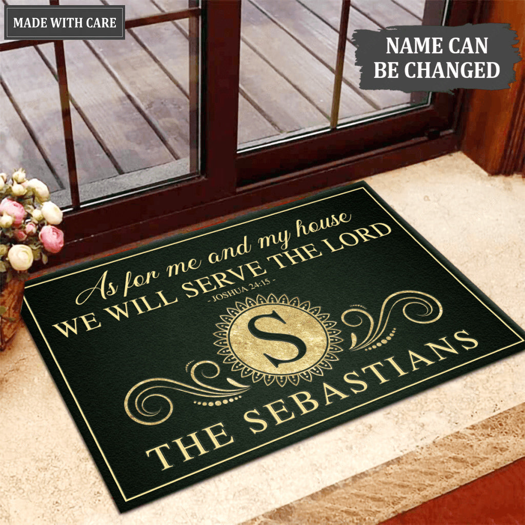 Printfamily L12 Vintage Monogram Collection As For My House Personalized Doormat