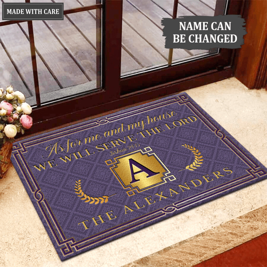 Printfamily L18 Vintage Monogram Collection As For My House Personalized Doormat