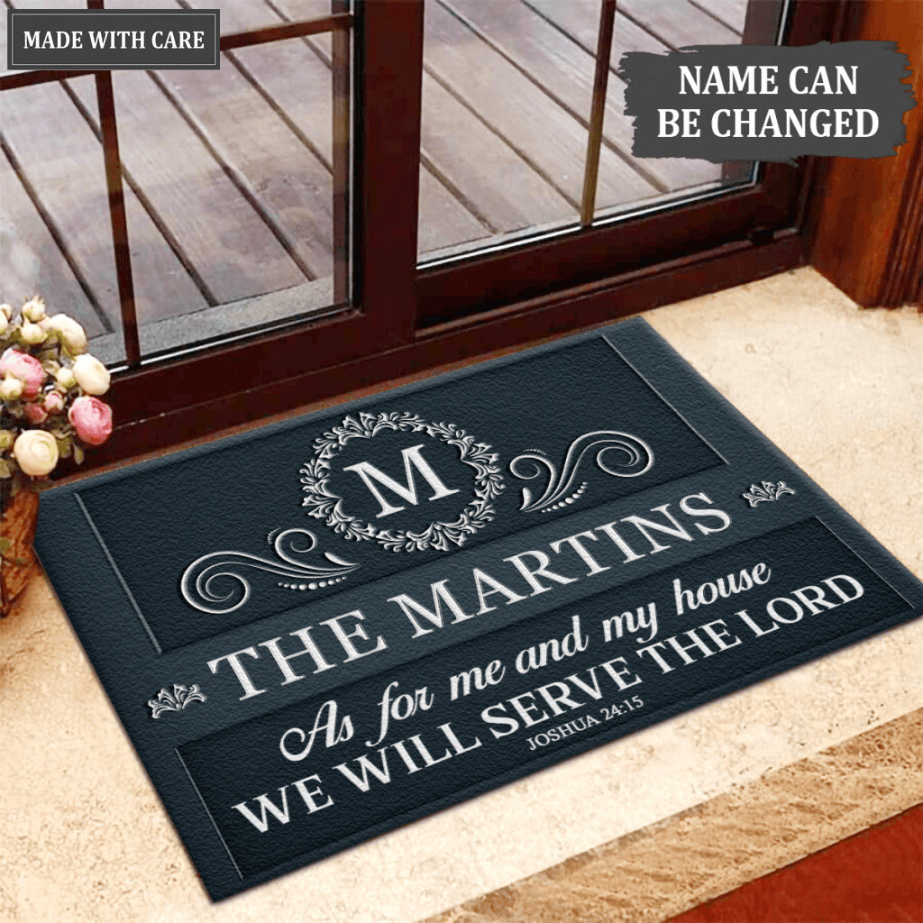 Printfamily L115 Vintage Monogram Collection As For My House Personalized Doormat