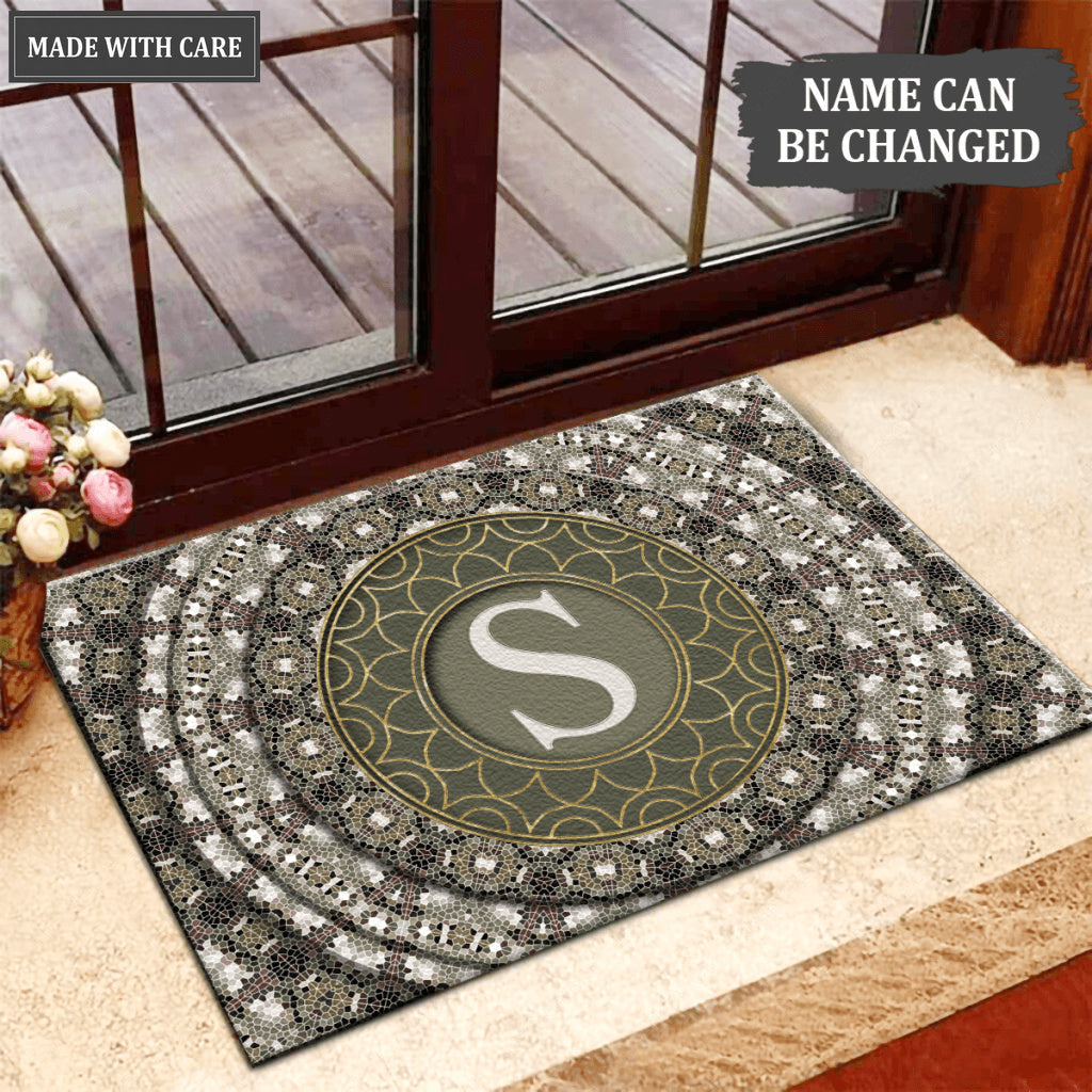 Printfamily L38 Monogram The First Letter of Family Name Personalized Doormat