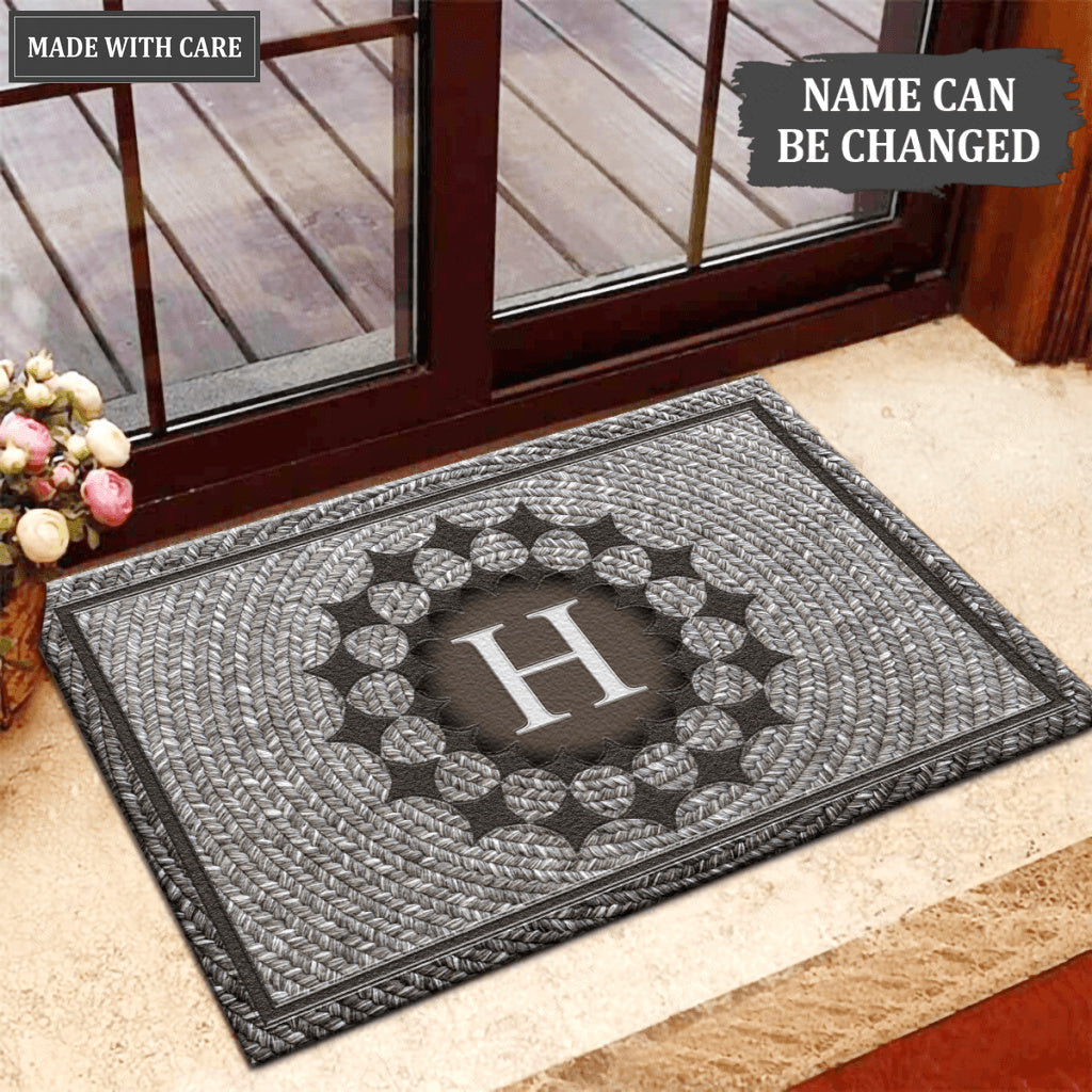 Printfamily L43 Monogram The First Letter of Family Name Personalized Doormat