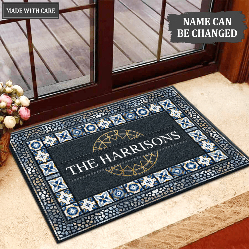 Printfamily L44 Monogram Collection Family Name Personalized Doormat