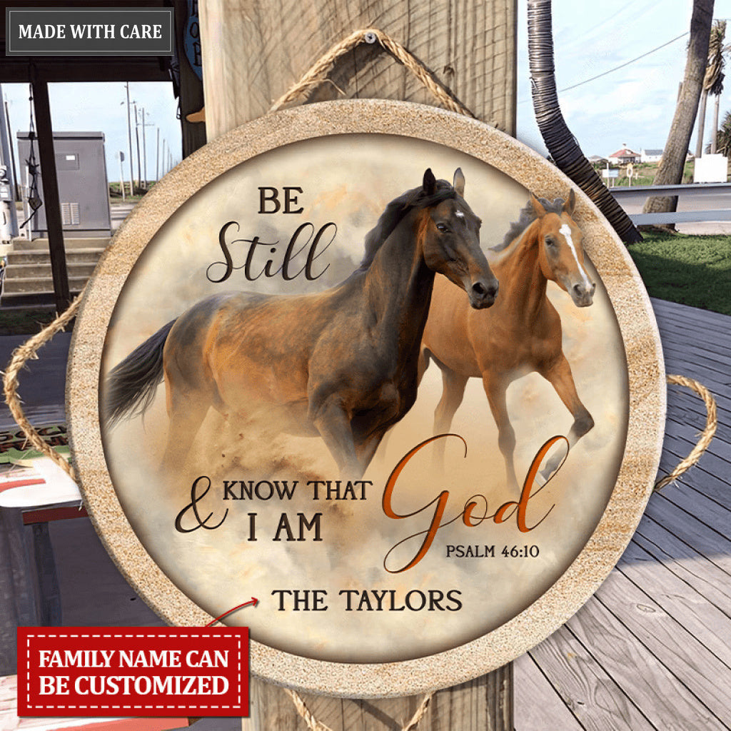 Personalized Rise And Run God Horses Wood Circle Sign