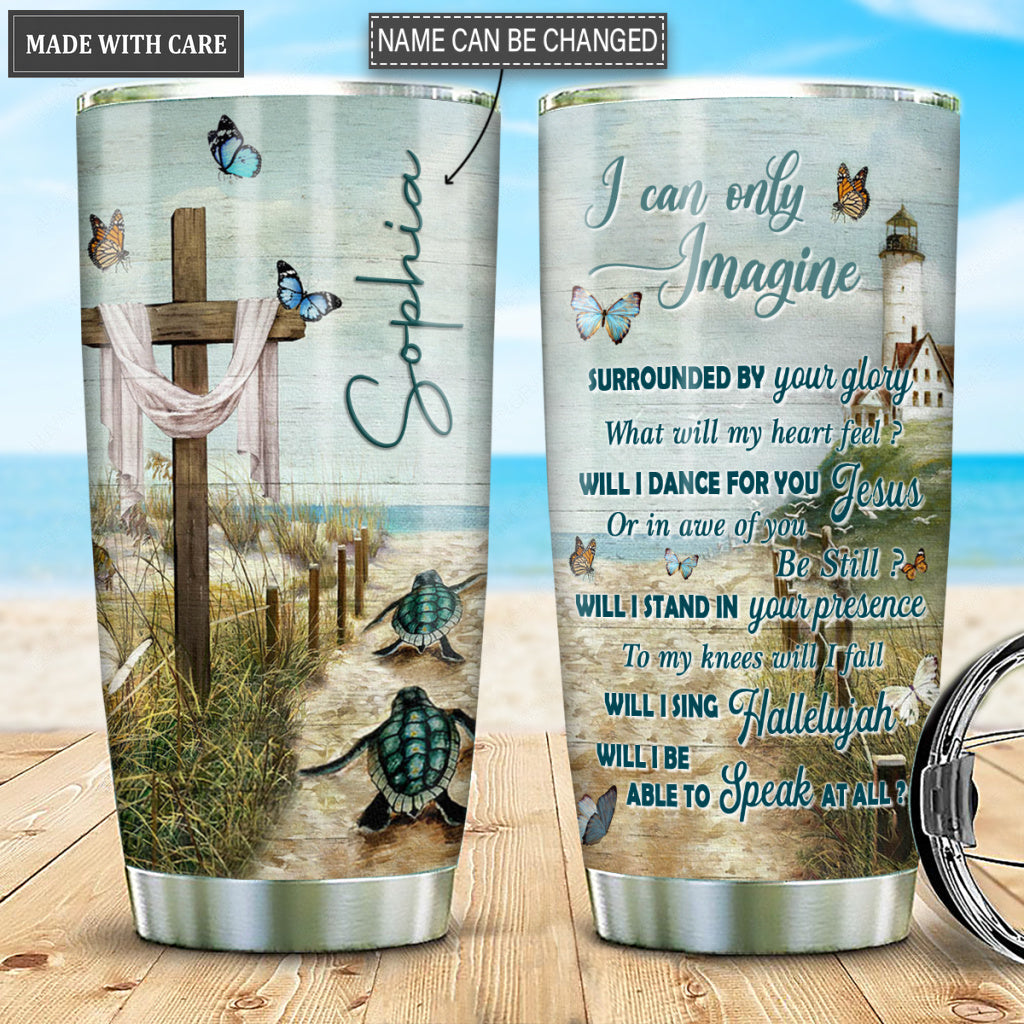 Beach Sand Sea Turtles Lighthouse Surrounded By The Glory Personalized Tumbler