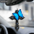 Printfamily L183 Blue Butterfly Pray for God Ornament