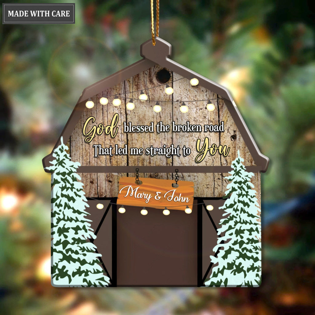 Christmas Barn God Blessed Personalized Ornament