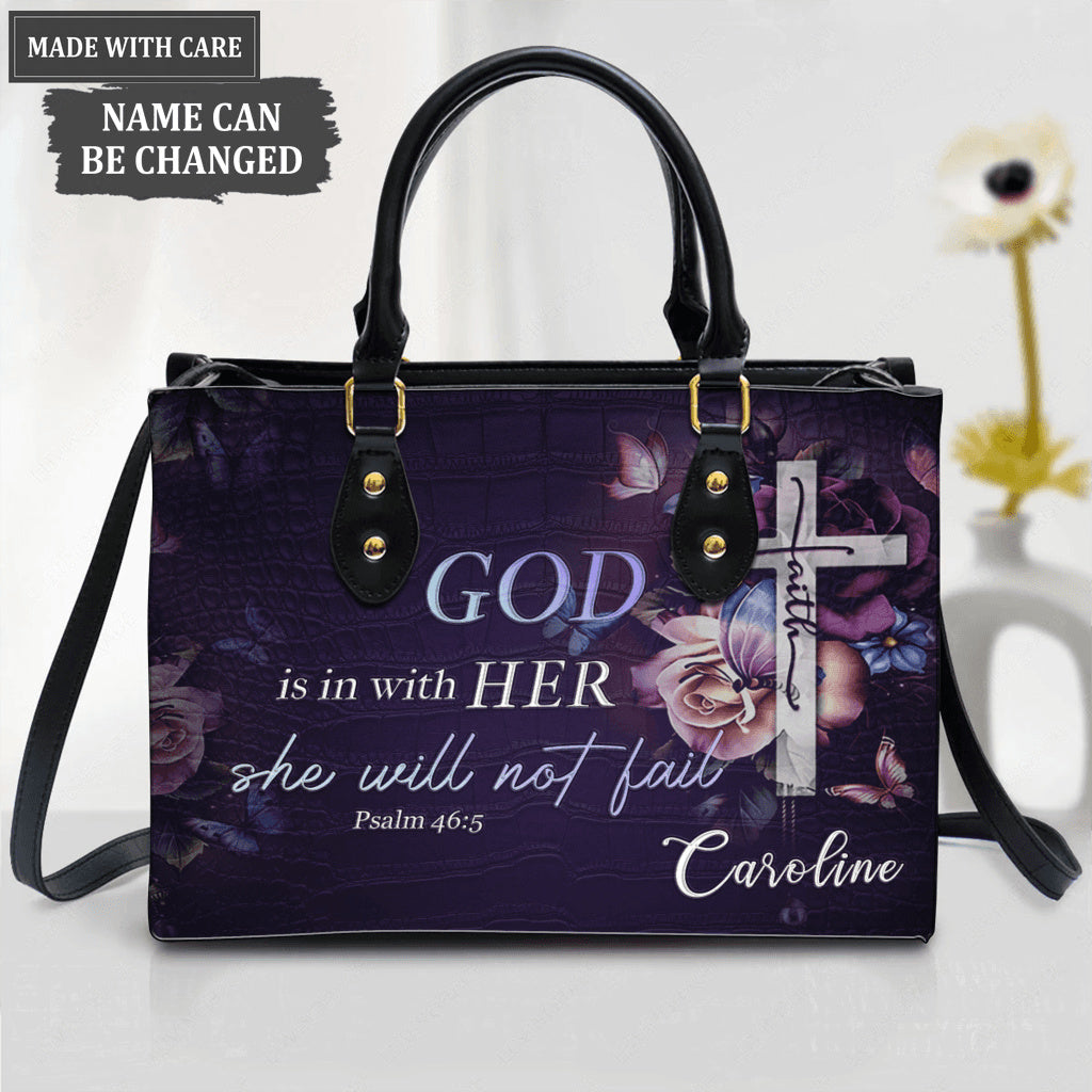 Printfamily L186 Flowers Butterfly God Is In With Her Personalized Custom Handbag