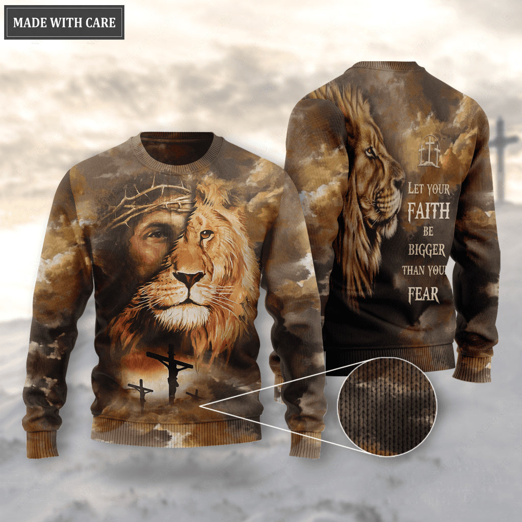 Lion Christ Let Your Faith Be Bigger Than Your Fear Wool Sweatshirt
