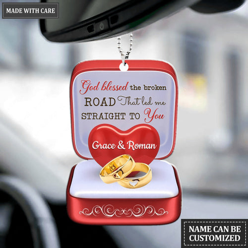 Couple Rings Box God Blessed Personalized Ornament