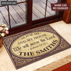 Purple Vintage Frame As For Me And My House Personalized Doormat