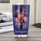 Vintage Roses Wood Cross Faith Butterfly As For Me And My House Personalized Tumbler