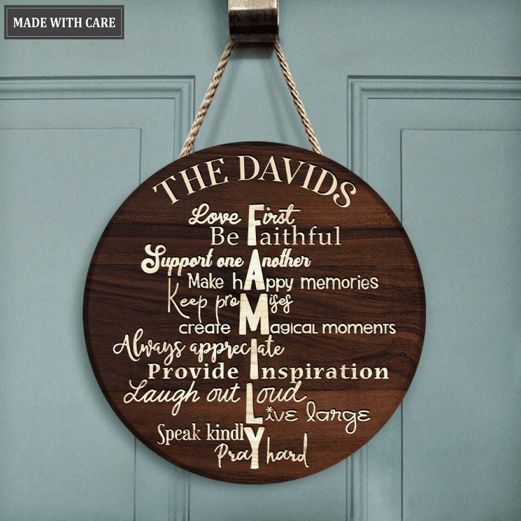 Family Definition Personalized Wood Circle Sign