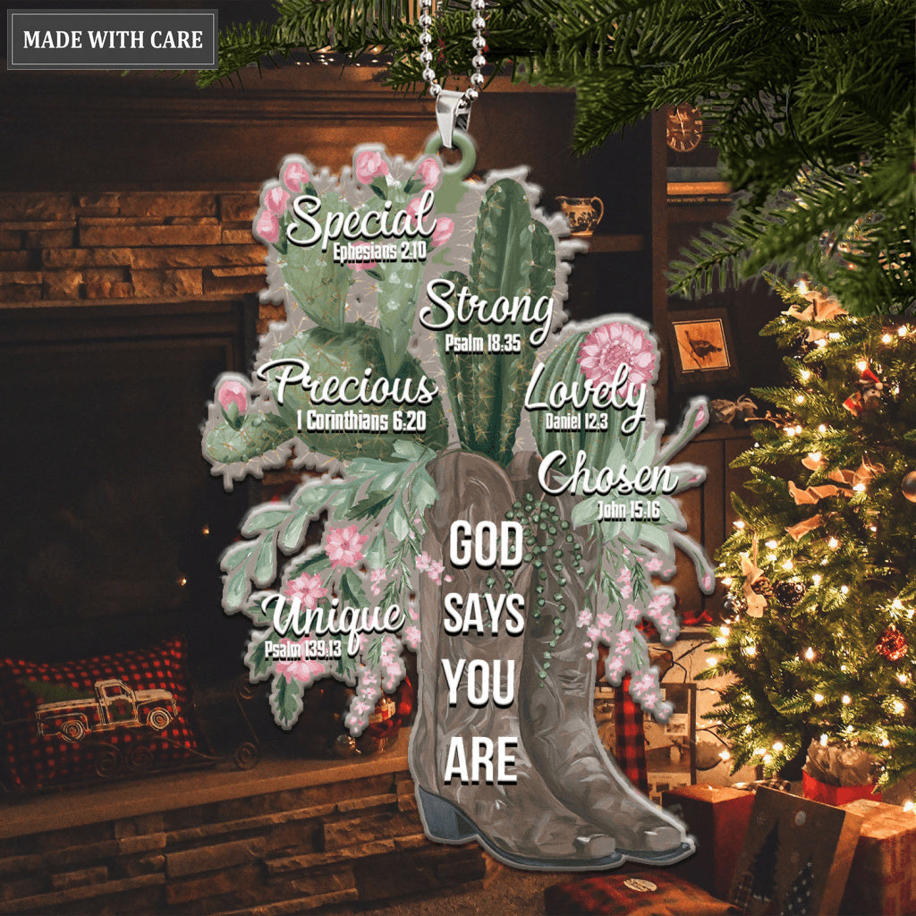 Printfamily M123 Cactus Boots God Says You Are Ornament