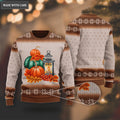 Vintage Thanksgiving Floral Pumpkin Wool Knitted Pattern Ugly Sweater