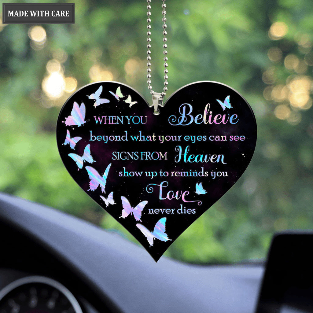 Butterflies When You Believe Heart Ornament