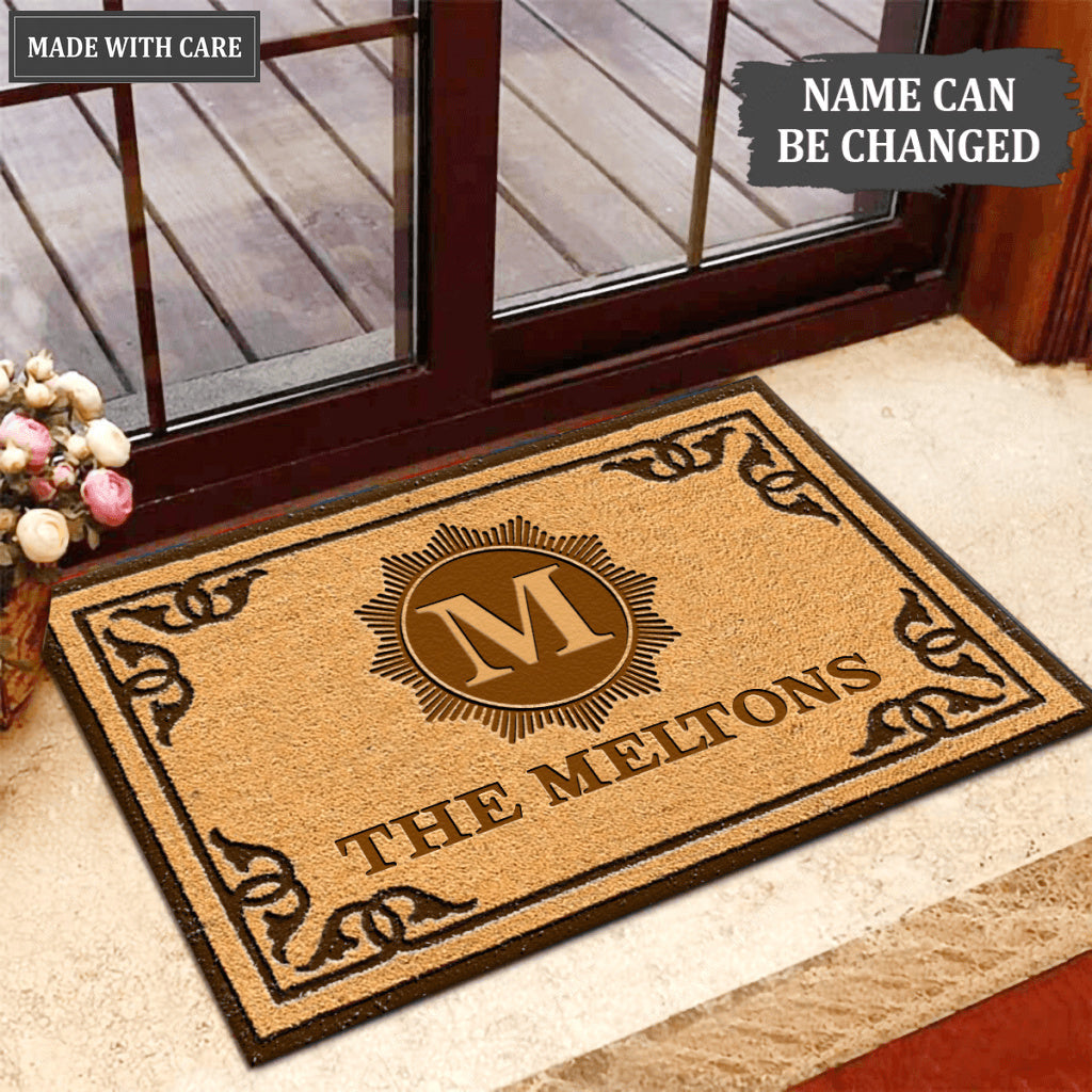 Printfamily M05 Vintage Monogram Collection Family Name Personalized Doormat