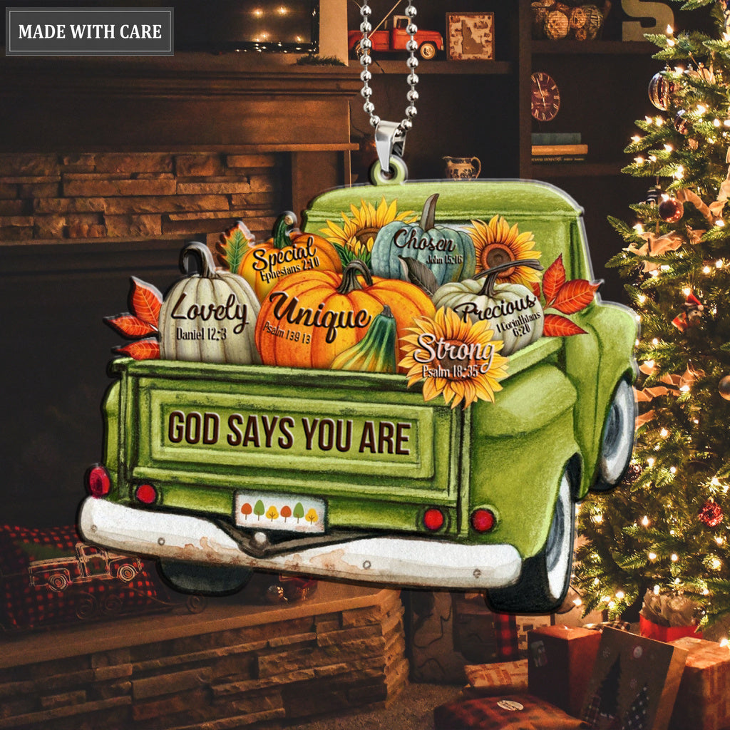 Printfamily M119 Pumpkin Truck God Says You Are Ornament