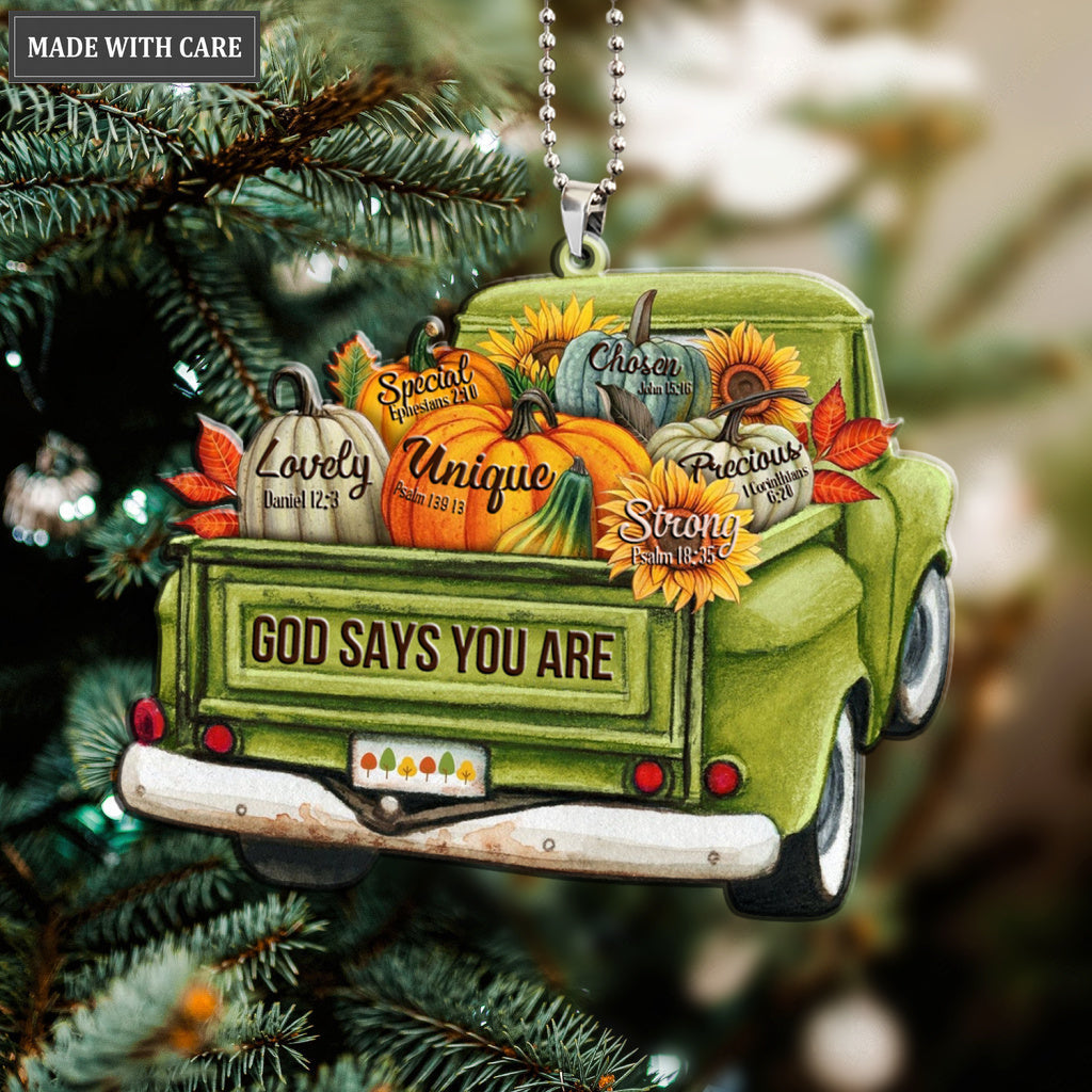 Printfamily M119 Pumpkin Truck God Says You Are Ornament