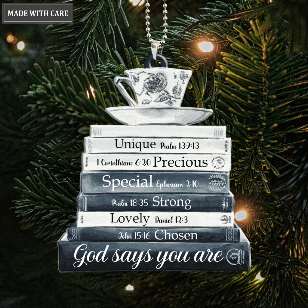 Printfamily M121 Book Stack God Says You Are Ornament