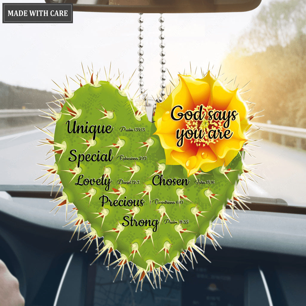 Cactus Flower Heart Shape God Says You Are Ornament