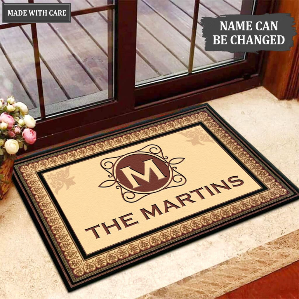 Printfamily M11 Vintage Monogram Collection Family Name Personalized Doormat