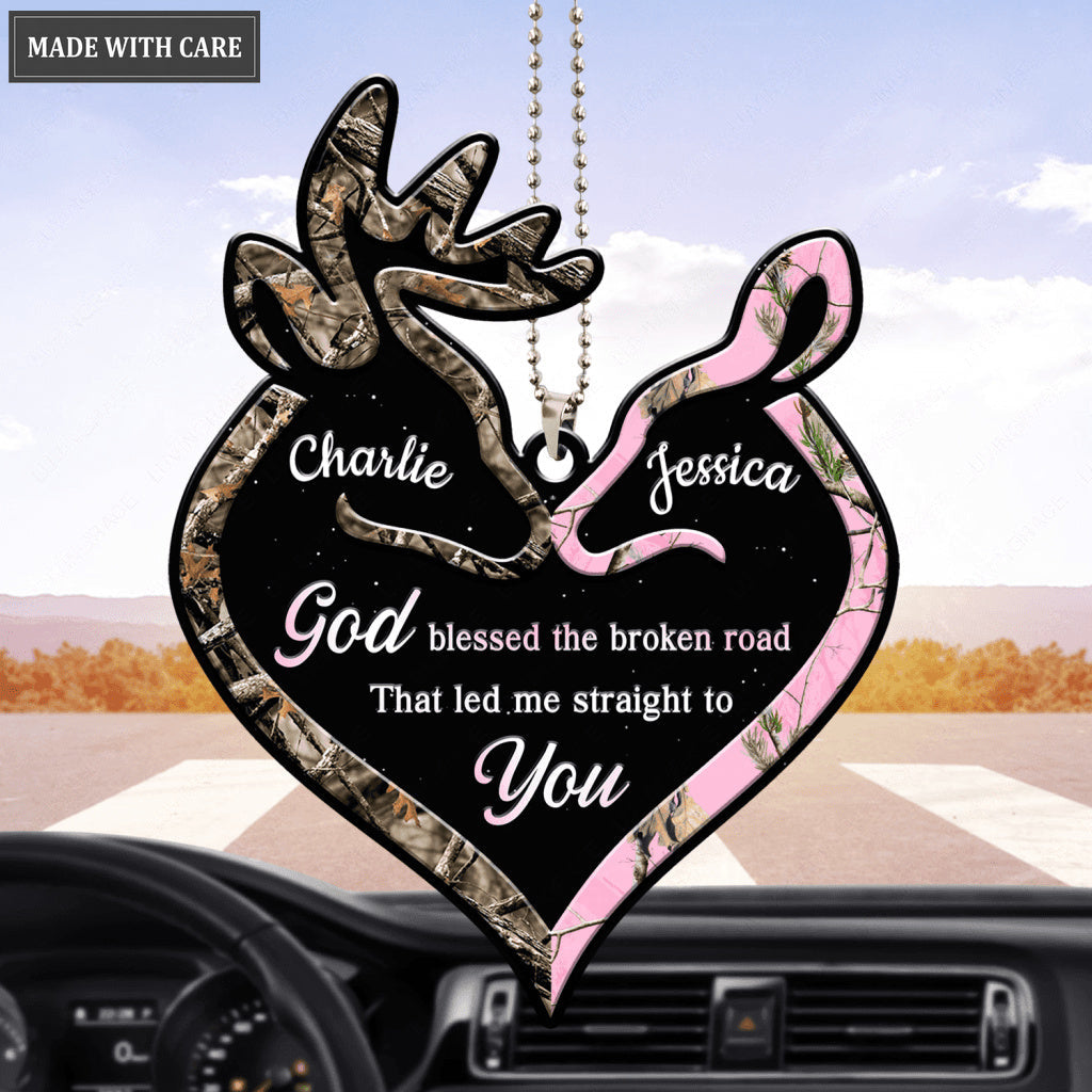 Camo Couple Buck and Doe God Blessed Personalized Ornament