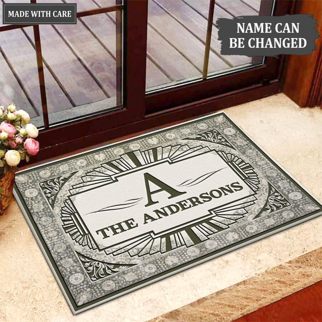 Printfamily M17 Vintage Monogram Collection Family Name Personalized Doormat