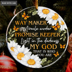 Daisy Butterlfy Way Maker My God Transparent Ornament