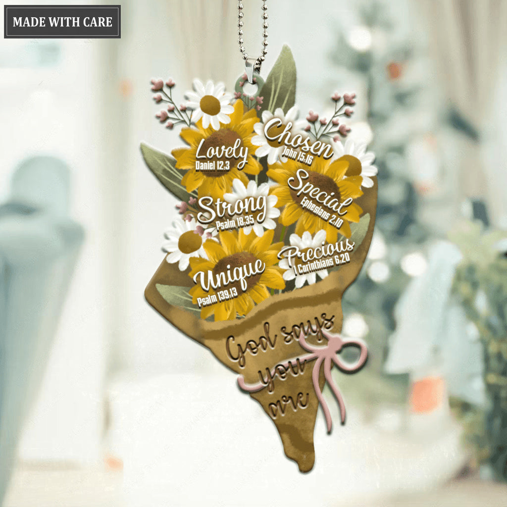 Printfamily M128 Flowers Bouquet God Says You Are Ornament