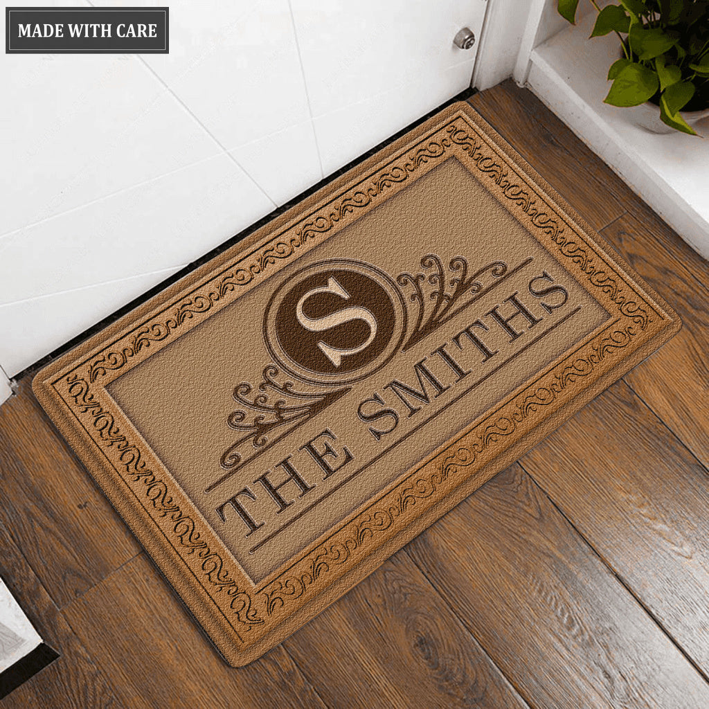 Printfamily 04 Vintage Monogram Collection Family Name Personalized Doormat