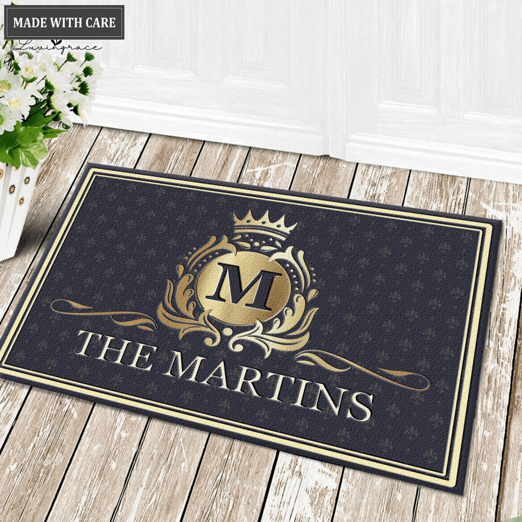 Printfamily L01 Luxury Monogram Collection Family Name Personalized Doormat