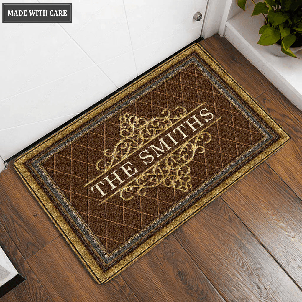 Printfamily L03 Vintage Monogram Collection Family Name Personalized Doormat