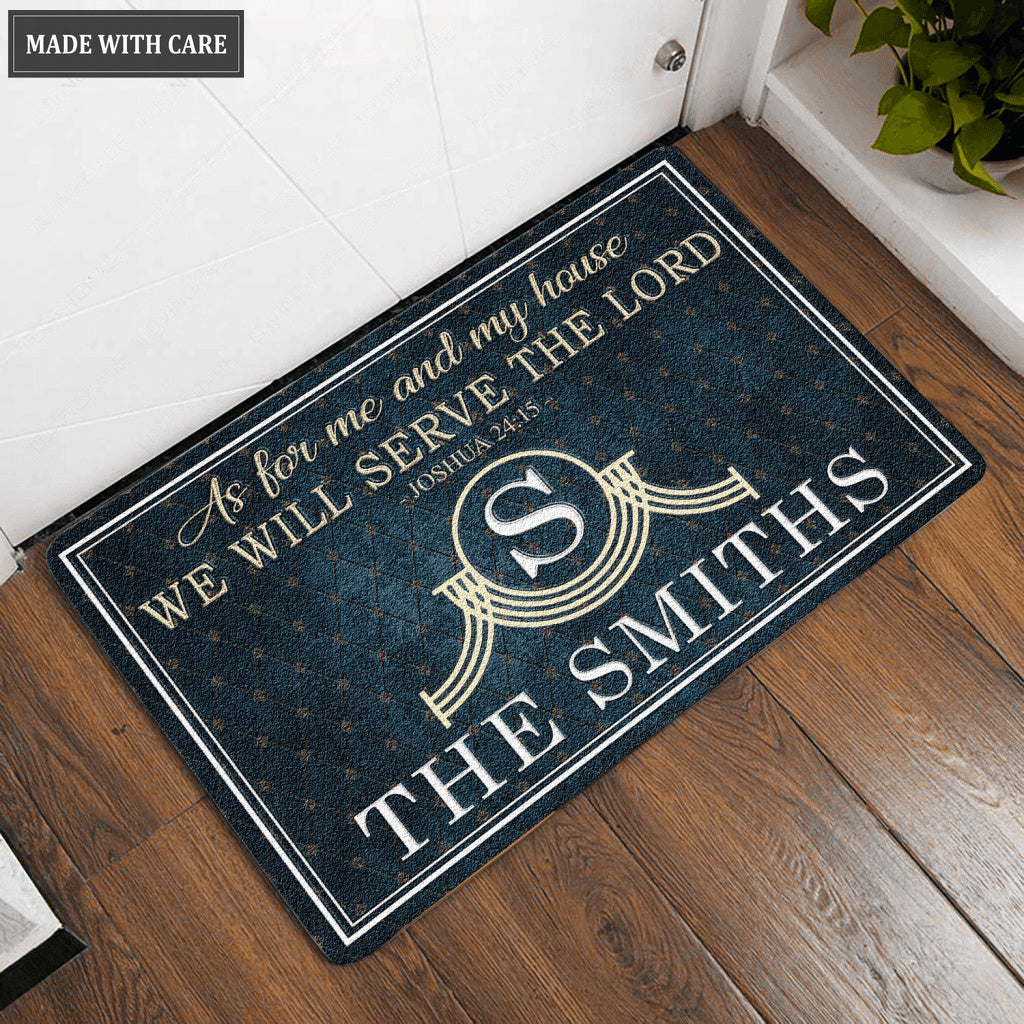 Printfamily L05 Vintage Monogram Collection As For My House Personalized Doormat