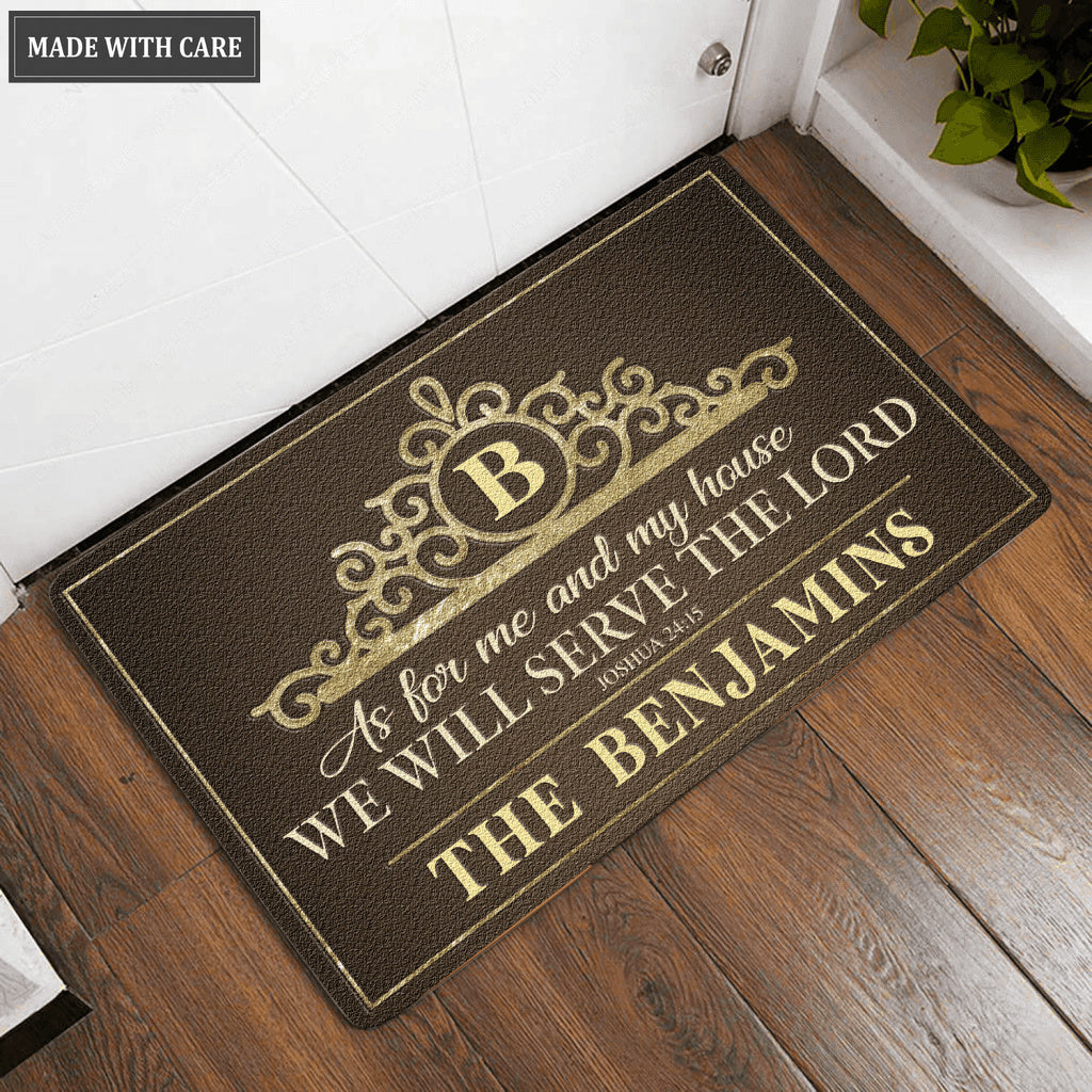 Printfamily L08 Vintage Monogram Collection As For My House Personalized Doormat