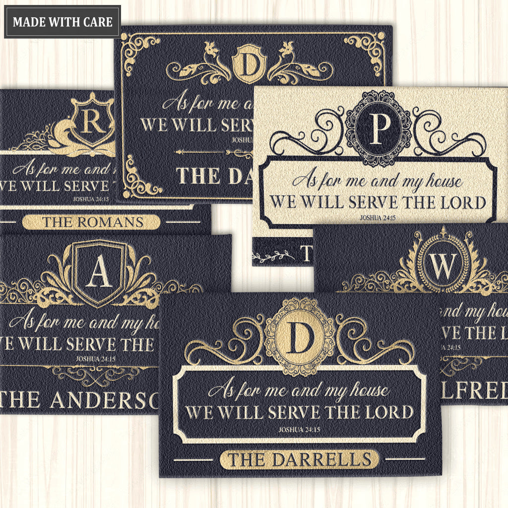 Collection Of Elegant Navy Family Home Personalized Doormat