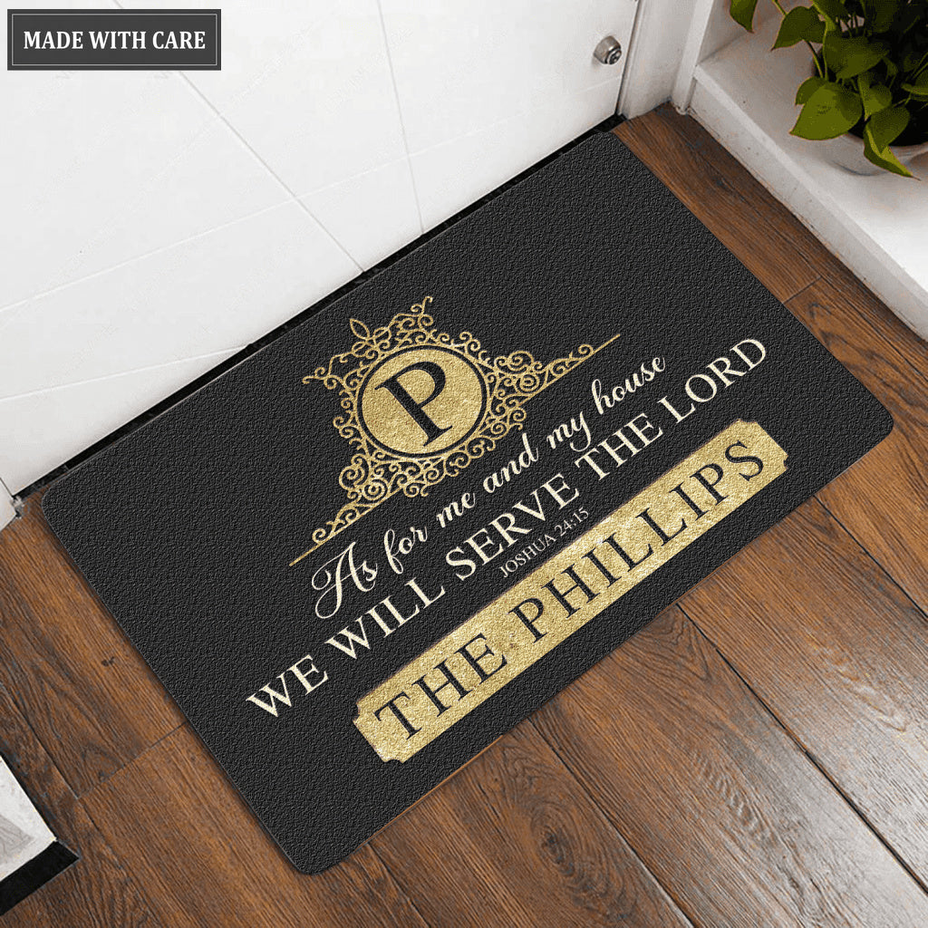 Printfamily L13 Vintage Monogram Collection As For My House Personalized Doormat