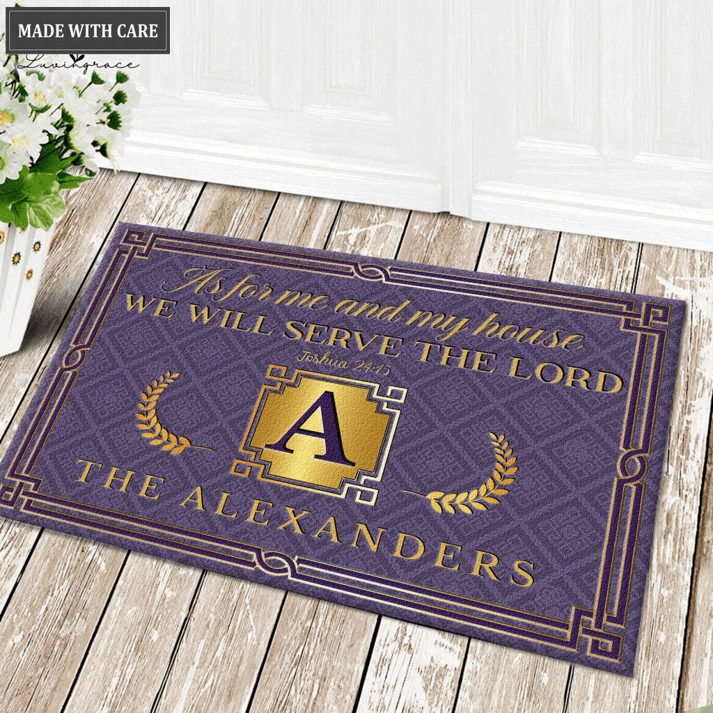 Printfamily L18 Vintage Monogram Collection As For My House Personalized Doormat
