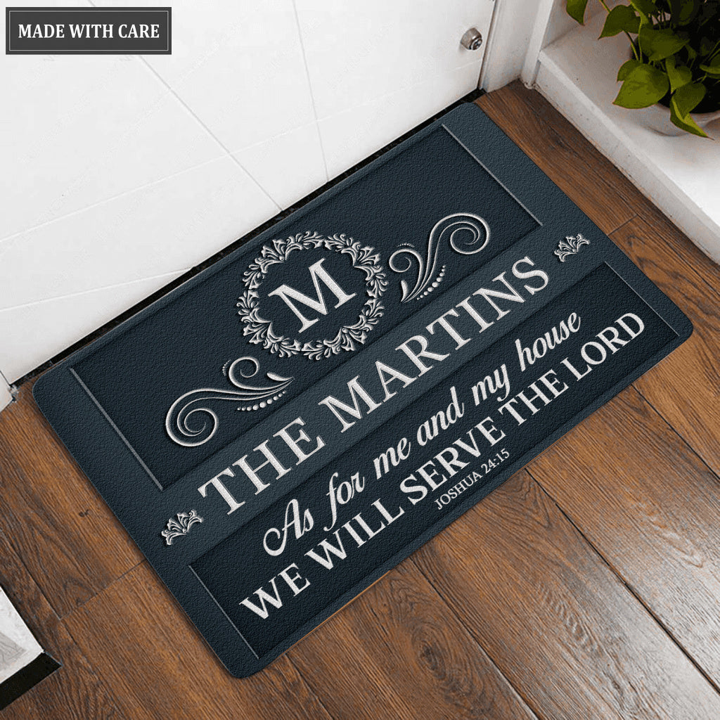 Printfamily L115 Vintage Monogram Collection As For My House Personalized Doormat